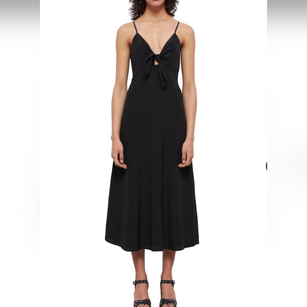 The Kooples Black Silk Midi Dress - Picture 7 of 10